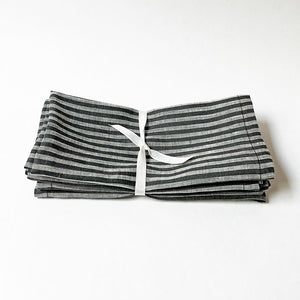 Granite Grey Stripe Linen Napkins (Set of 4)