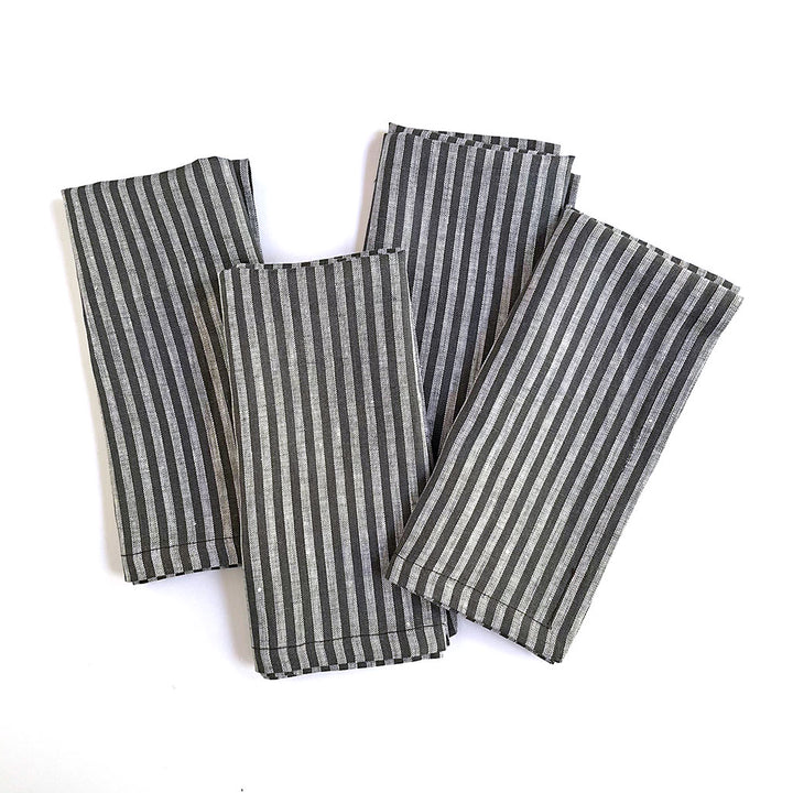 Granite Grey Stripe Linen Napkins (Set of 4)