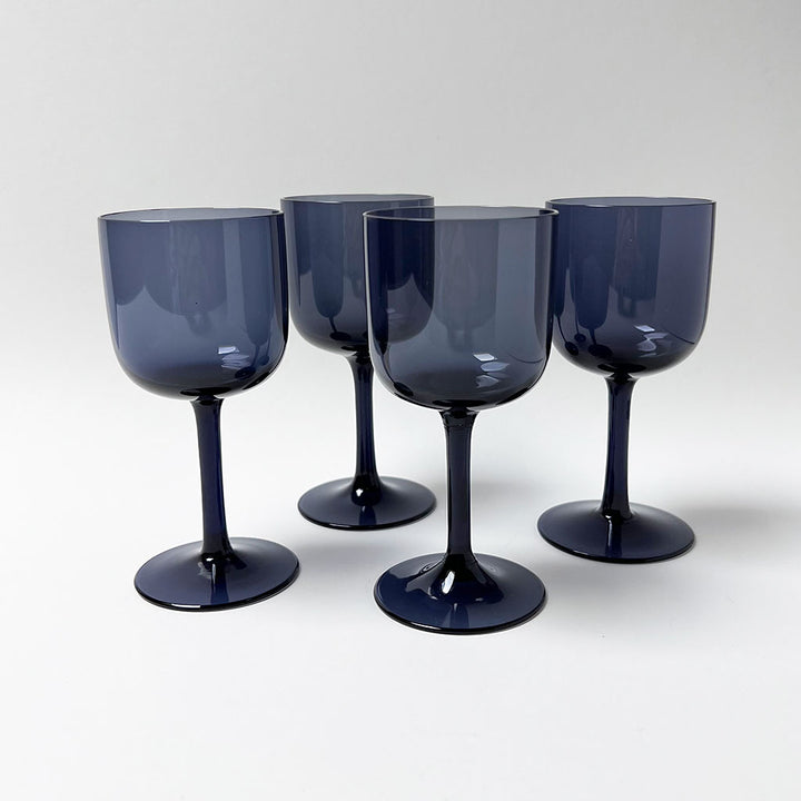 Vintage Drinking Glasses Blue Grey (Set of 4)