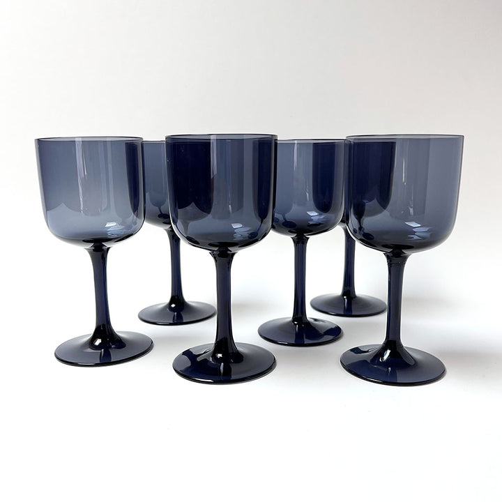 Vintage Drinking Glasses Blue Grey (Set of 6)