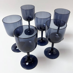 Vintage Drinking Glasses Blue Grey (Set of 6)
