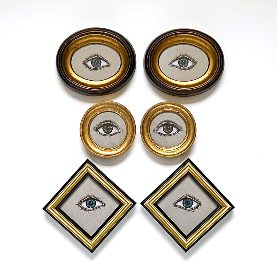 Don Carney Pair of Blue Eyes Art Prints in Vintage Oval Frames