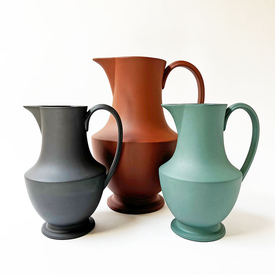 Medium Footed Ceramic Pitcher Hunter Green