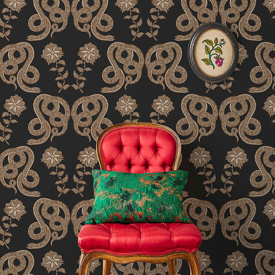 Serpentine (Ebony) Wallpaper