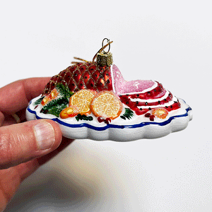 Baked Ham Dinner Platter Glass Ornament