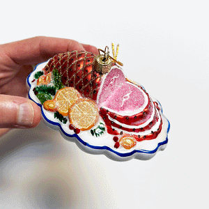 Baked Ham Dinner Platter Glass Ornament