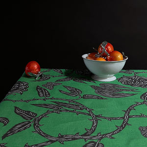 PATCH NYC Hawthorn Garden Clover Green Linen Tablecloth