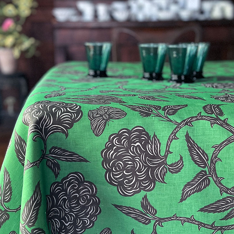 PATCH NYC Hawthorn Garden Clover Green Linen Tablecloth