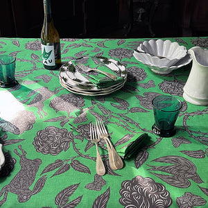 PATCH NYC Hawthorn Garden Clover Green Linen Tablecloth