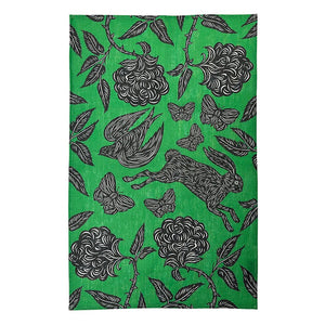 PATCH NYC Hawthorn Garden Clover Green Linen Tea Towel