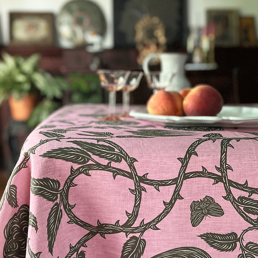 PATCH NYC Hawthorn Garden Peony Linen Tablecloth