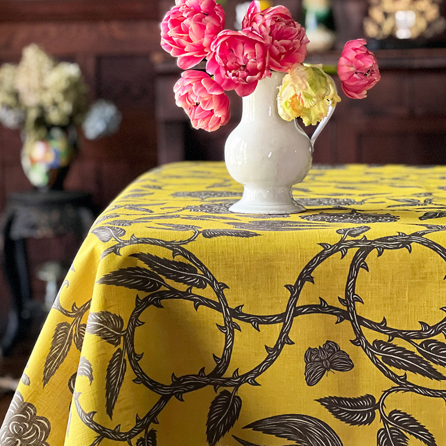 PATCH NYC Hawthorn Garden Saffron Linen Tablecloth
