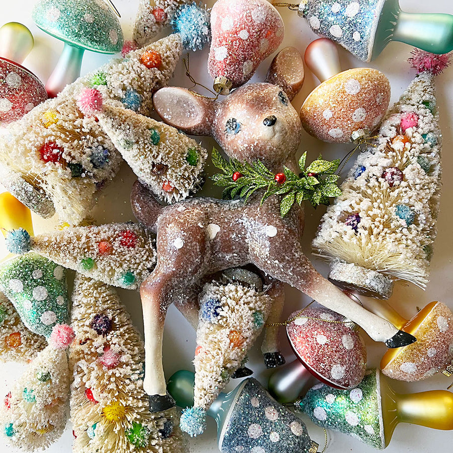 Holiday Deer with Wreath Figurine