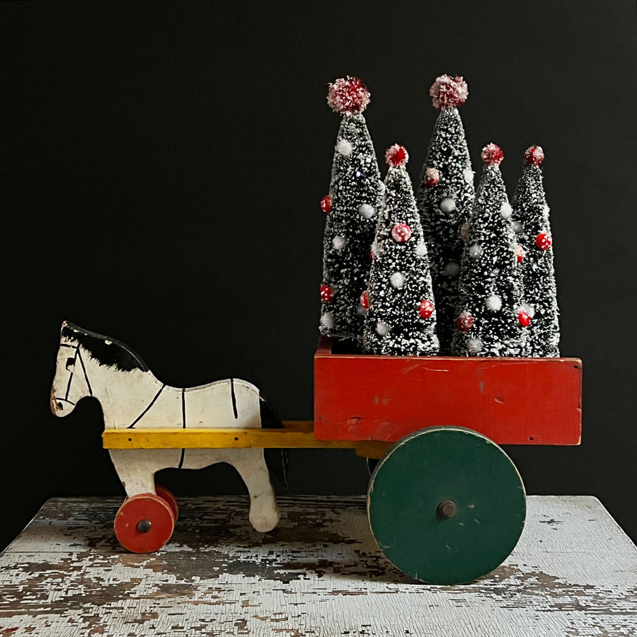 Sparkle Green Bristle Tree with Mushrooms: Large