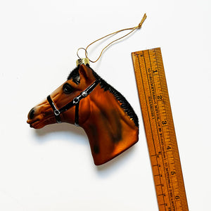 Chestnut Horse Head Glass Ornament