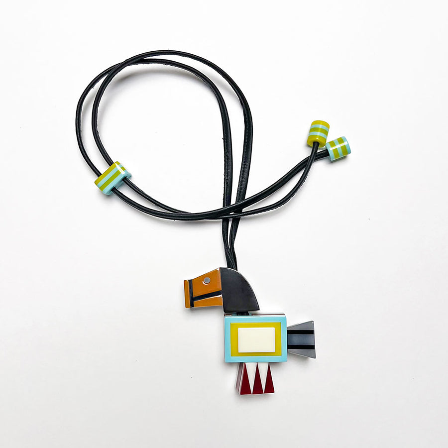 Multi-Color Polished Lucite Necklace: Horse