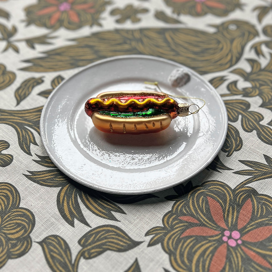 Coney Island Hotdog Glass Ornament