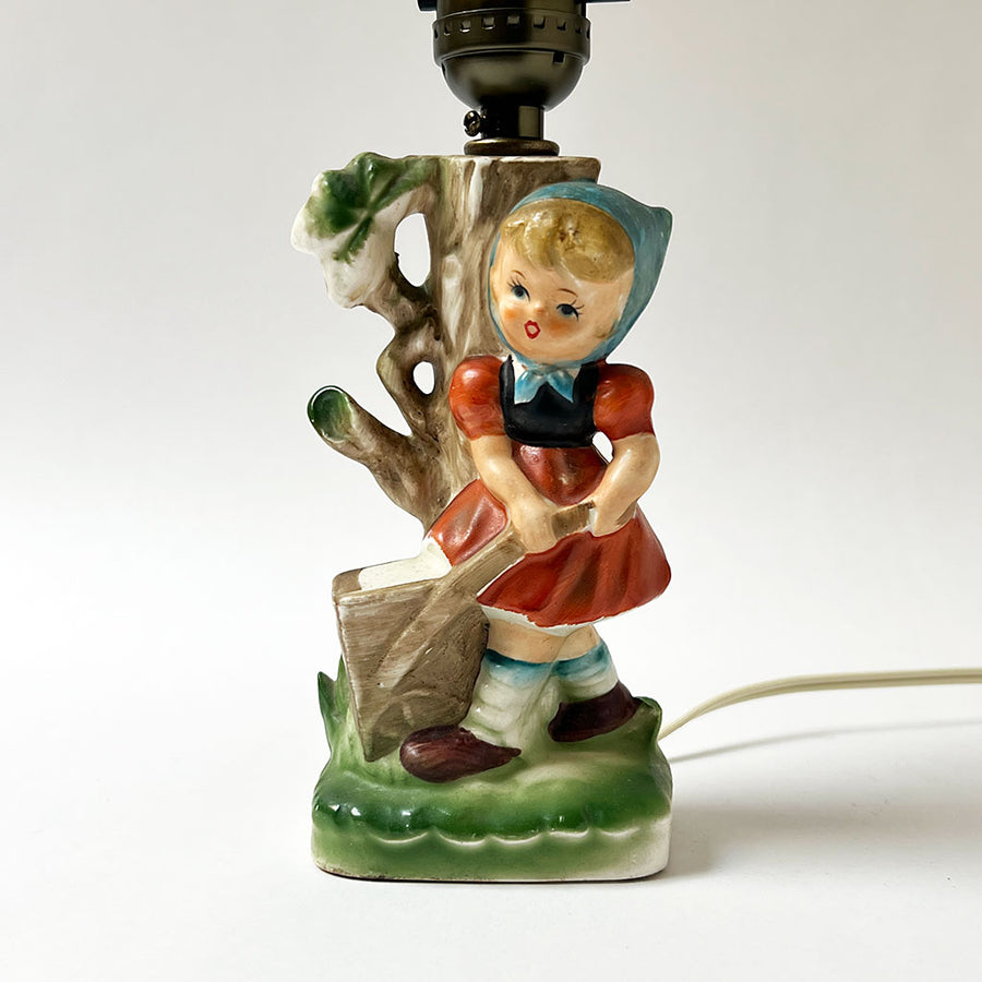 Vintage Table Lamp with Coordinating Custom Hand-Painted Shade