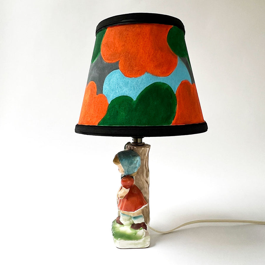 Vintage Table Lamp with Coordinating Custom Hand-Painted Shade