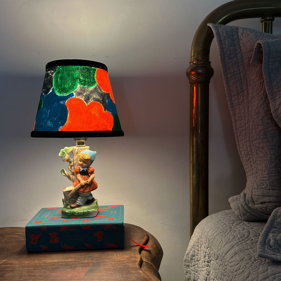 Vintage Table Lamp with Coordinating Custom Hand-Painted Shade