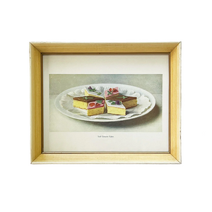 Iced Genoese Cakes Original Lithograph in Vintage Frame