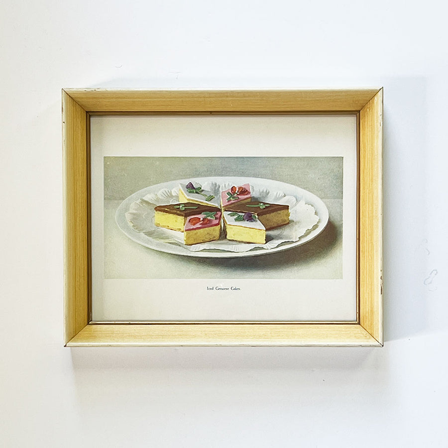 Iced Genoese Cakes Original Lithograph in Vintage Frame