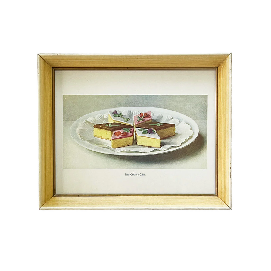 Iced Genoese Cakes Original Lithograph in Vintage Frame
