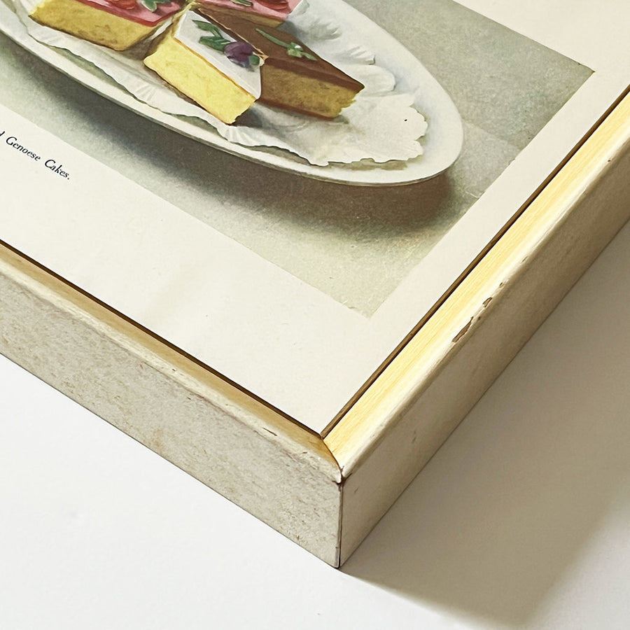 Iced Genoese Cakes Original Lithograph in Vintage Frame