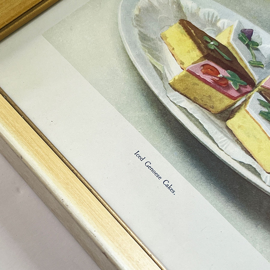 Iced Genoese Cakes Original Lithograph in Vintage Frame