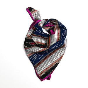 PATCH NYC Cotton Neckerchief with Silk Border: Grid