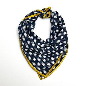 PATCH NYC Cotton Neckerchief with Silk Border: Navy & White