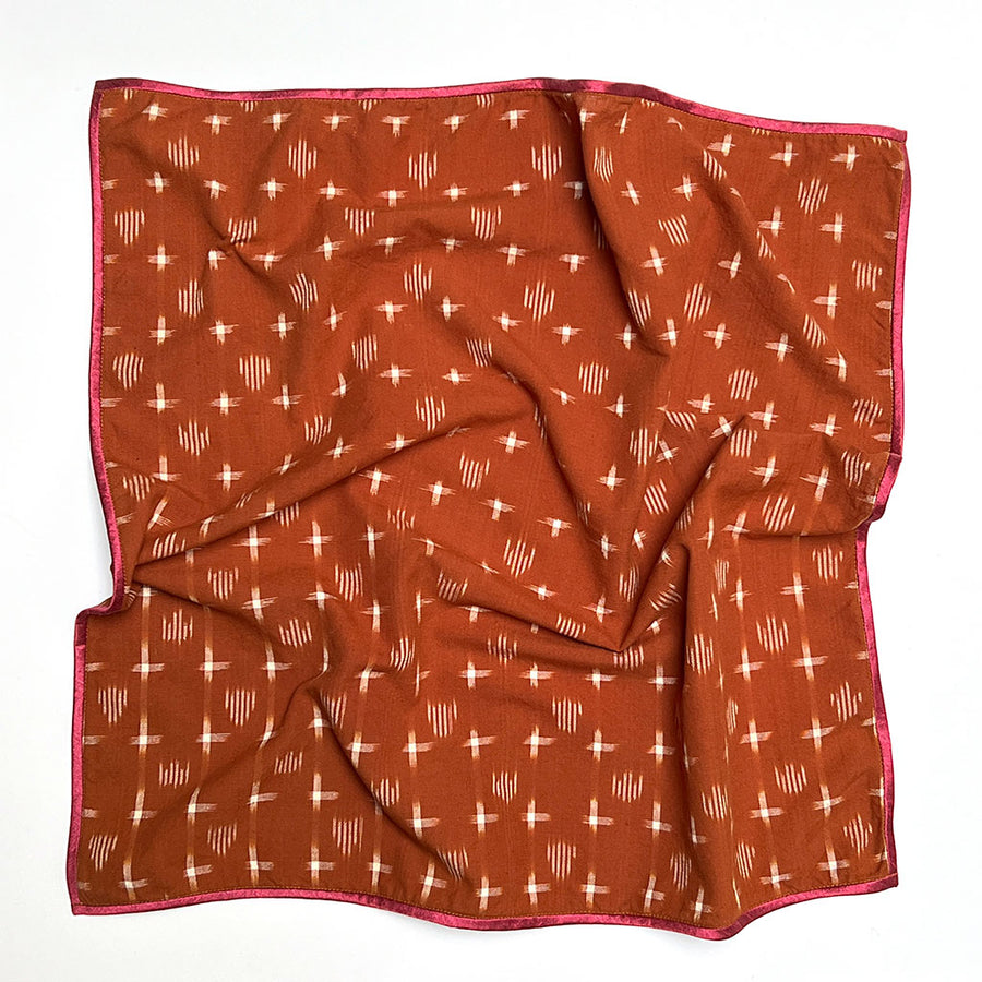 PATCH NYC Cotton Neckerchief with Silk Border: Rust Dash