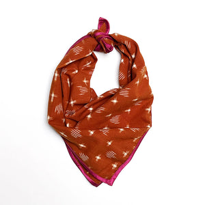 PATCH NYC Cotton Neckerchief with Silk Border: Rust Dash