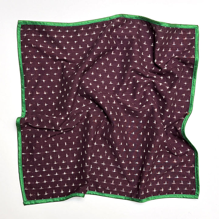 PATCH NYC Cotton Neckerchief with Silk Border: Maroon Dash