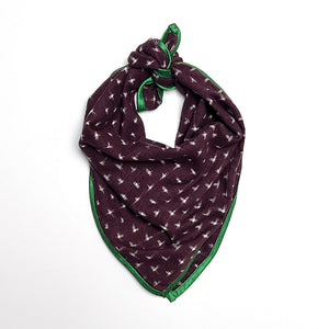 PATCH NYC Cotton Neckerchief with Silk Border: Maroon Dash