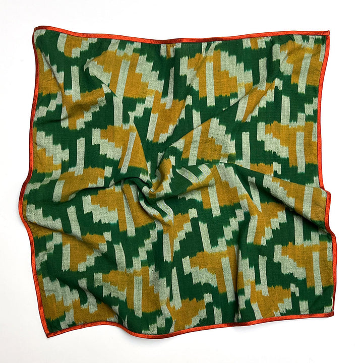 PATCH NYC Cotton Neckerchief with Silk Border: Green & Yellow