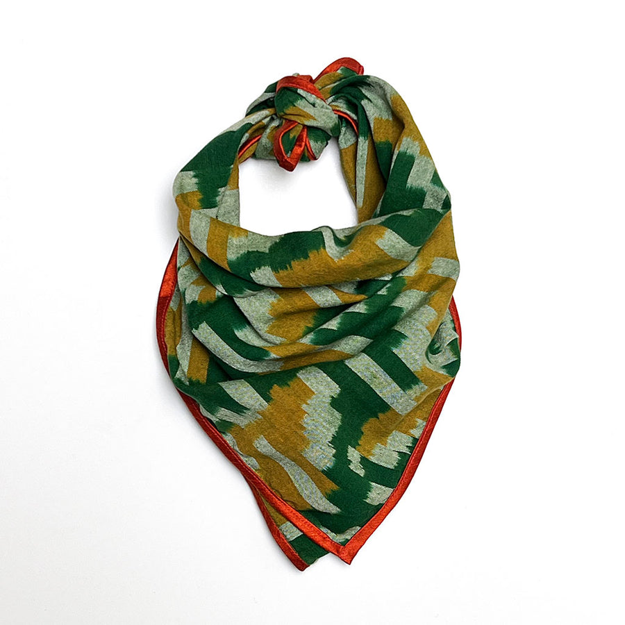 PATCH NYC Cotton Neckerchief with Silk Border: Green & Yellow