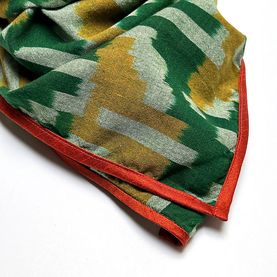 PATCH NYC Cotton Neckerchief with Silk Border: Green & Yellow