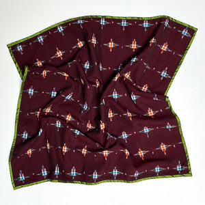 PATCH NYC Cotton Neckerchief with Silk Border: Maroon, Orange,Blue