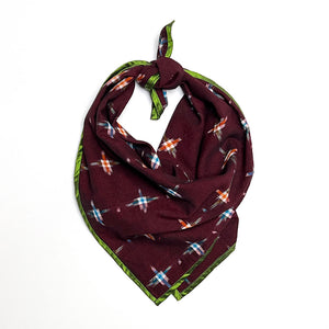 PATCH NYC Cotton Neckerchief with Silk Border: Maroon, Orange,Blue