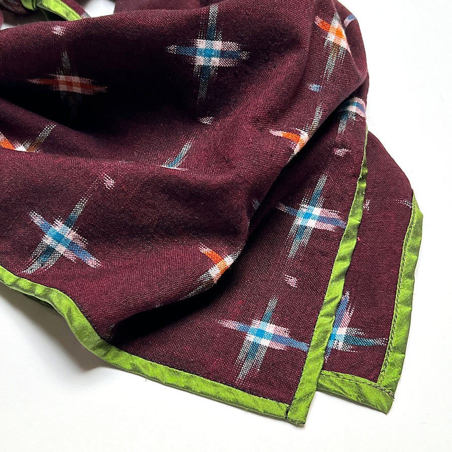 PATCH NYC Cotton Neckerchief with Silk Border: Maroon, Orange,Blue