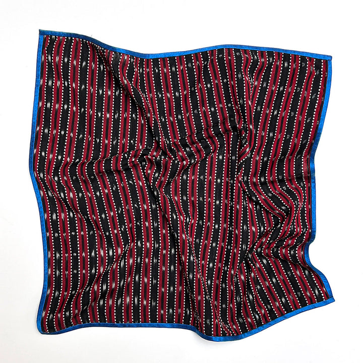 PATCH NYC Cotton Neckerchief with Silk Border: Red & Black Stripes