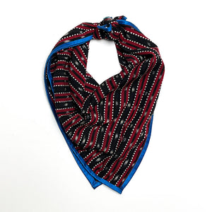 PATCH NYC Cotton Neckerchief with Silk Border: Red & Black Stripes