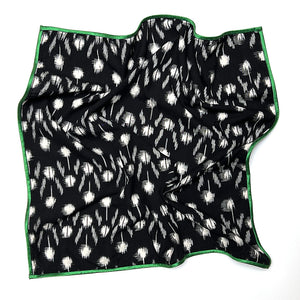 PATCH NYC Cotton Neckerchief with Silk Border: Black & White Dash