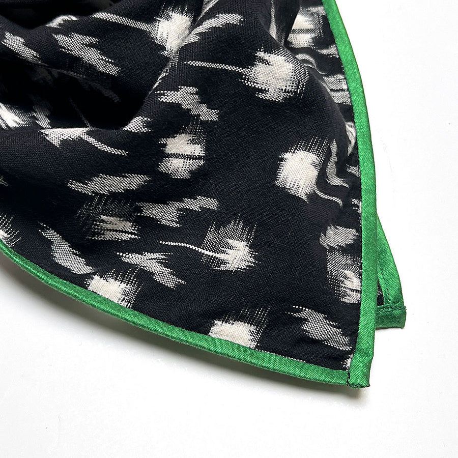 PATCH NYC Cotton Neckerchief with Silk Border: Black & White Dash