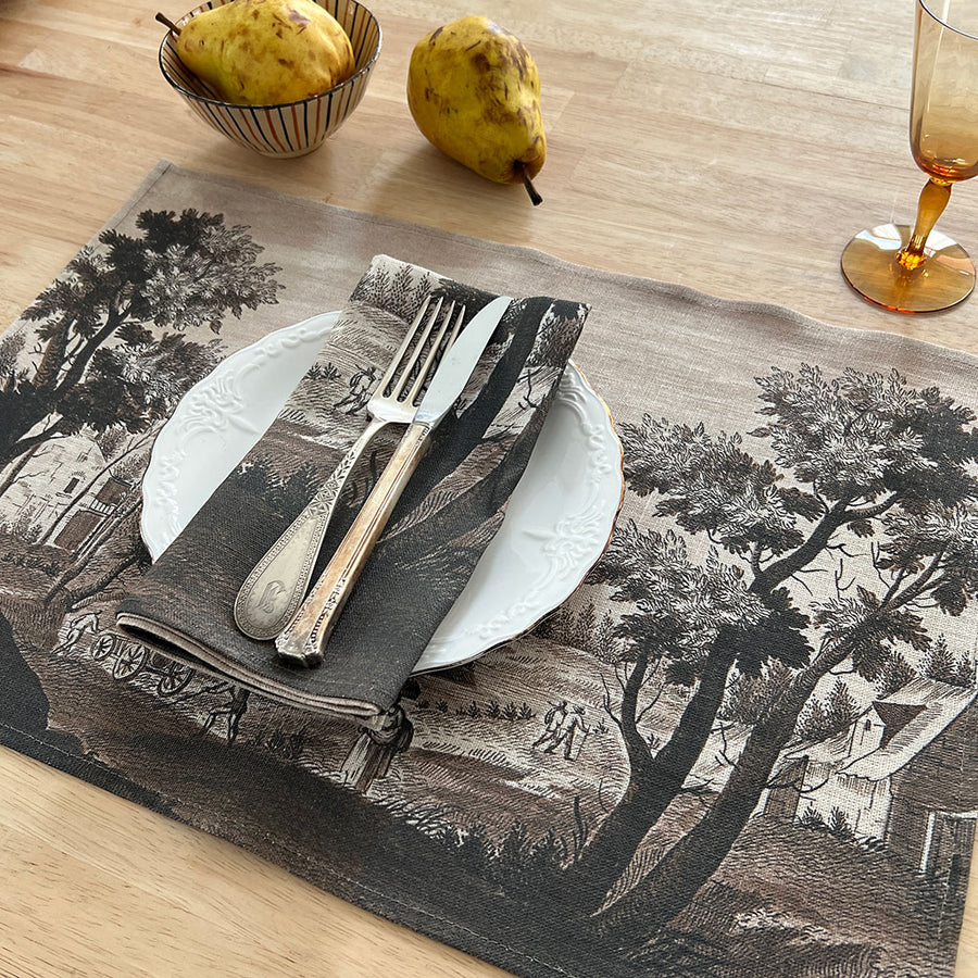 PATCH NYC Italian Landscape Sepia Linen Placemats (Set of 4)