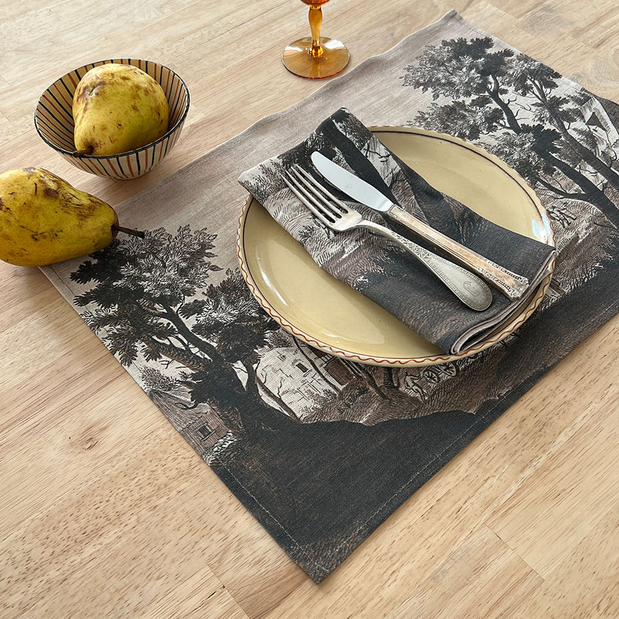 PATCH NYC Italian Landscape Sepia Linen Placemats (Set of 4)