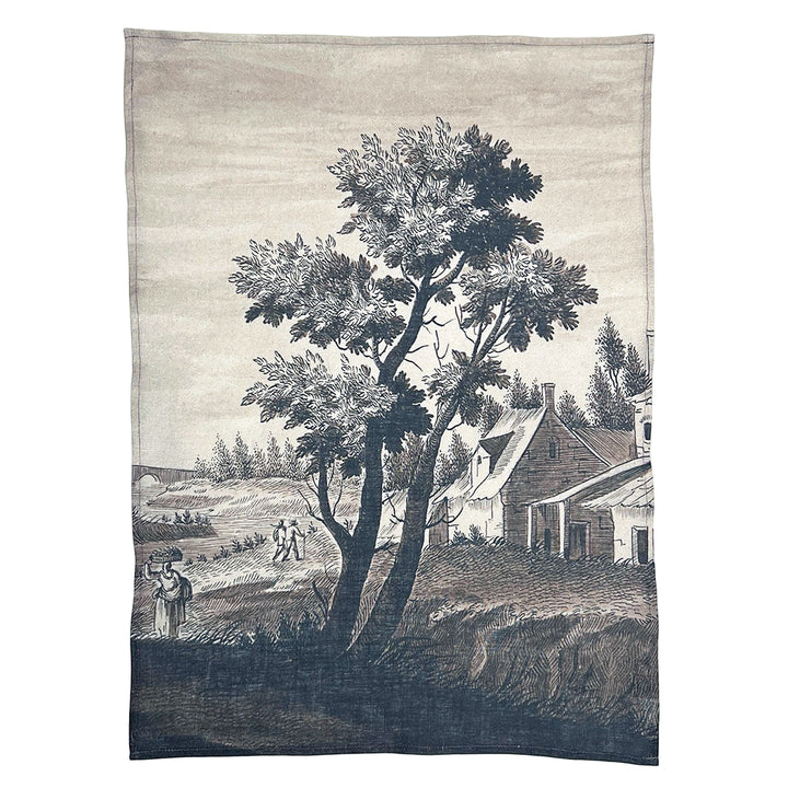 PATCH NYC Italian Landscape Sepia Linen Tea Towel