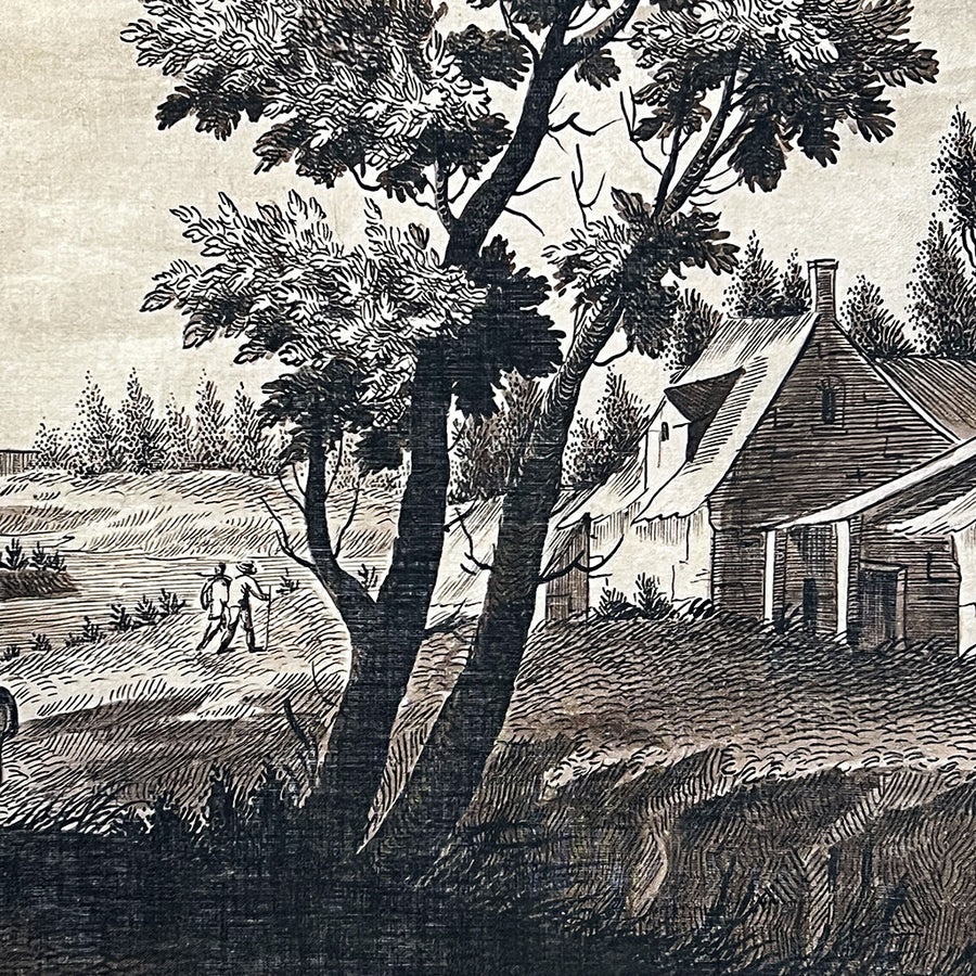 PATCH NYC Italian Landscape Sepia Linen Tea Towel