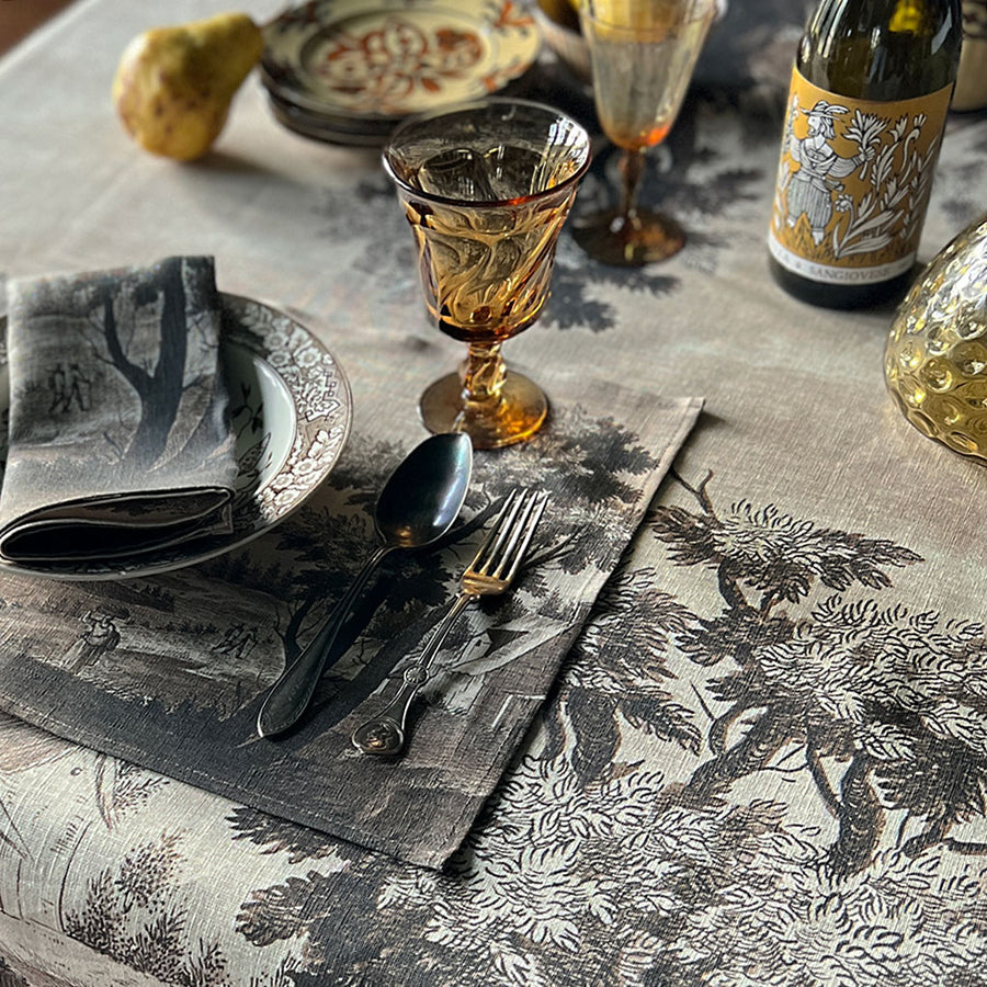PATCH NYC Italian Landscape Sepia Linen Tablecloth